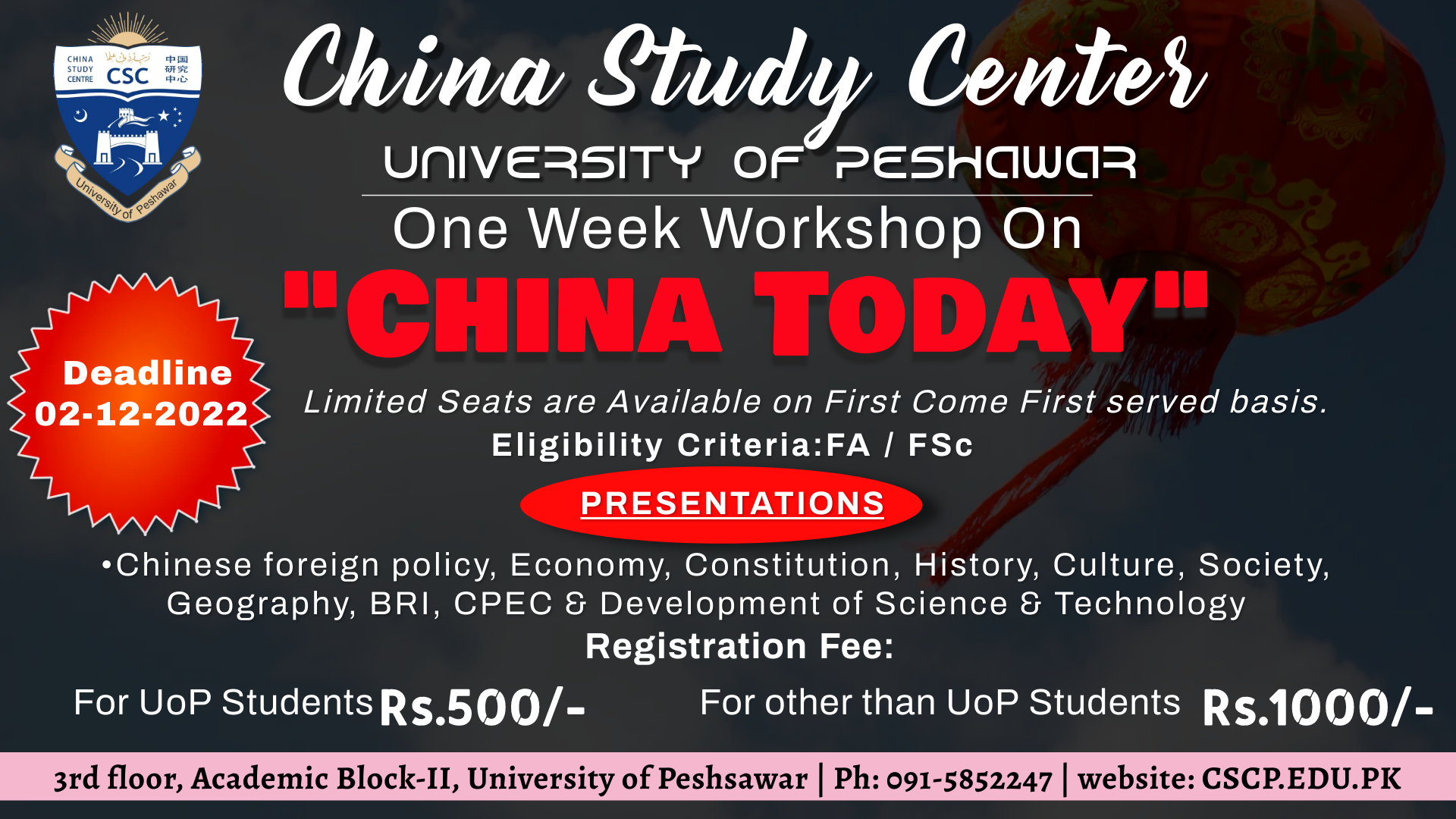 ONE WEEK WORKSHOP “CHINA TODAY”